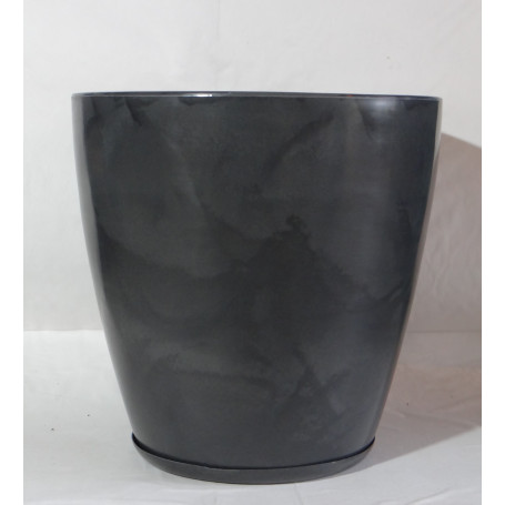 VASO PEROLA REDONDO G 42cm CINZA