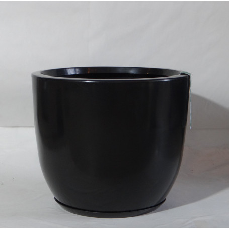 VASO PEROLA REDONDO G 42cm PRETO