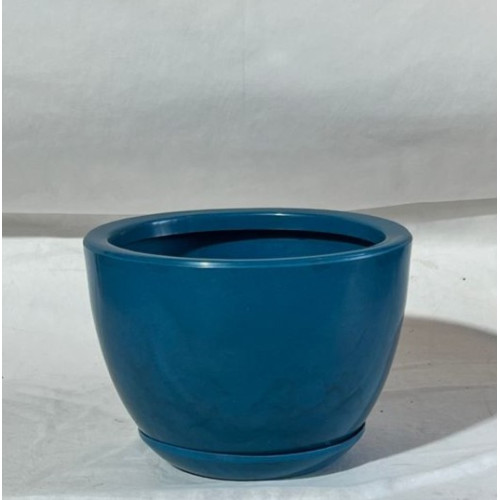 VASO PEROLA OVAL BAIXO P 23cm AZUL PISCINA