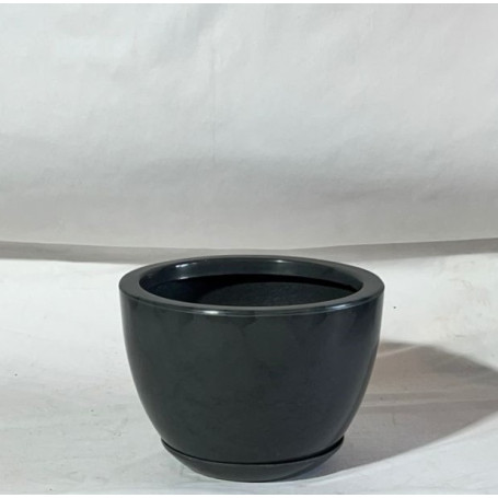 VASO PEROLA OVAL BAIXO P 23cm CINZA