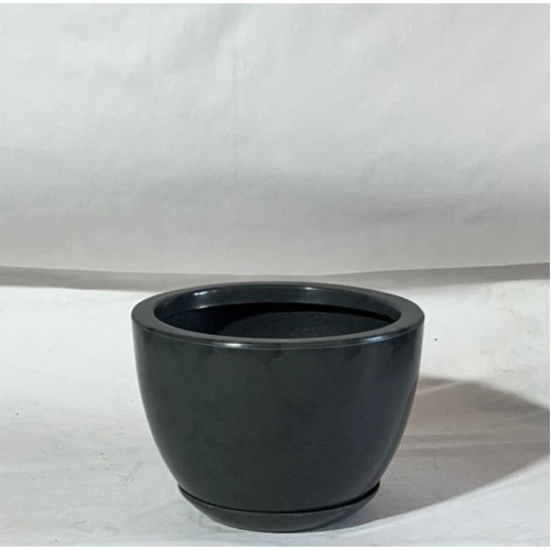 VASO PEROLA OVAL BAIXO P 23cm CINZA